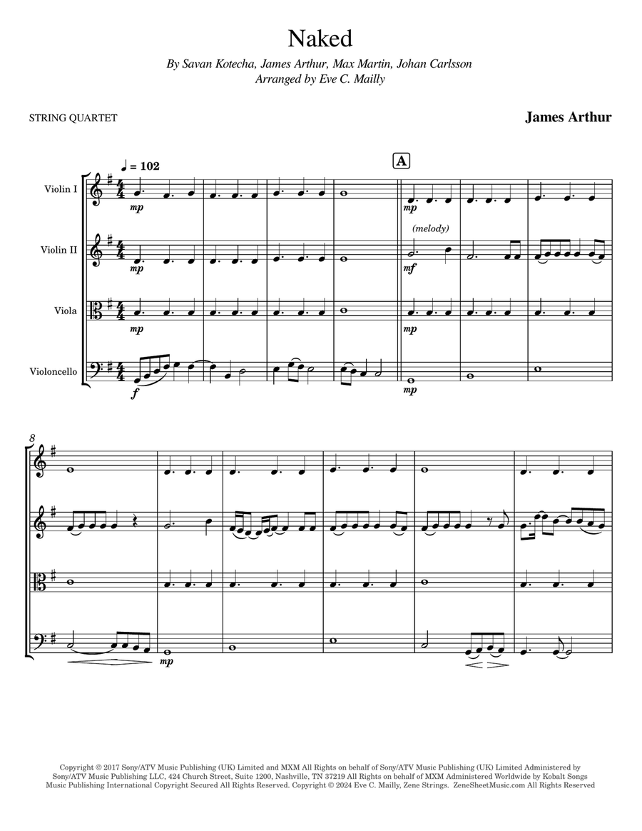 Naked String Quartet scores gallery preview page 1
