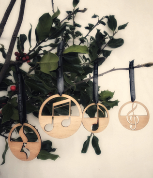 Wooden music pendants - 4 pieces