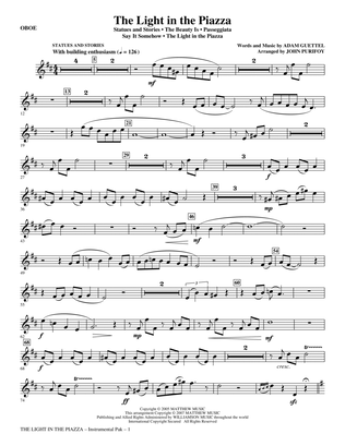 The Light In The Piazza (Choral Highlights) (arr. John Purifoy) - Oboe