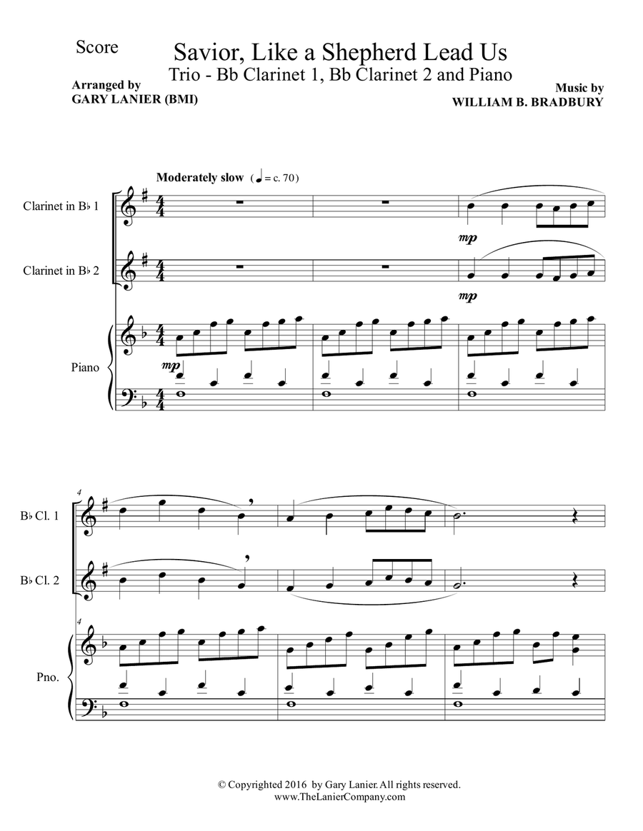 SAVIOR, LIKE A SHEPHERD LEAD US (Trio – Bb Clarinet 1, Bb Clarinet 2 & Piano with Parts) B-Flat Clarinet scores gallery preview page 2