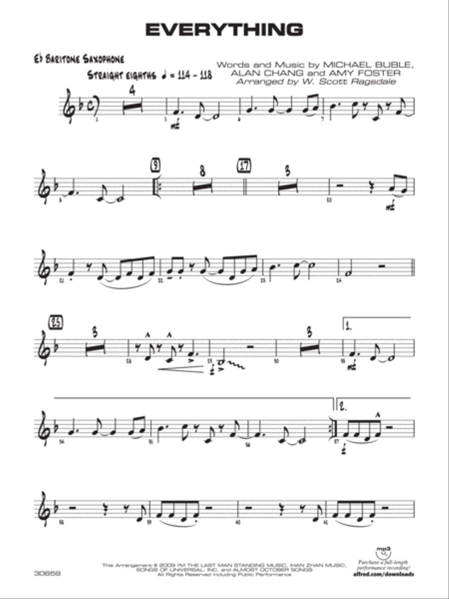Everything: E-flat Baritone Saxophone Jazz Ensemble scores gallery preview page 1