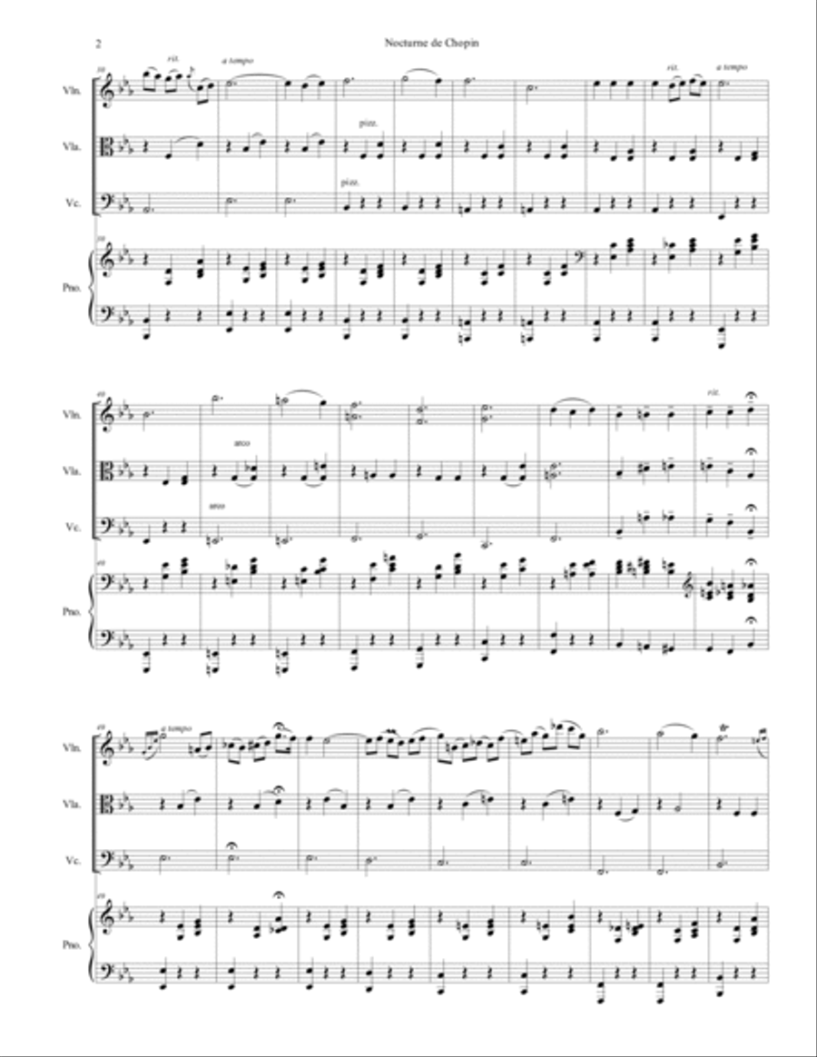 Frederic Chopin - Nocturne in E flat Major arr. for piano quartet Piano Quartet scores gallery preview page 2