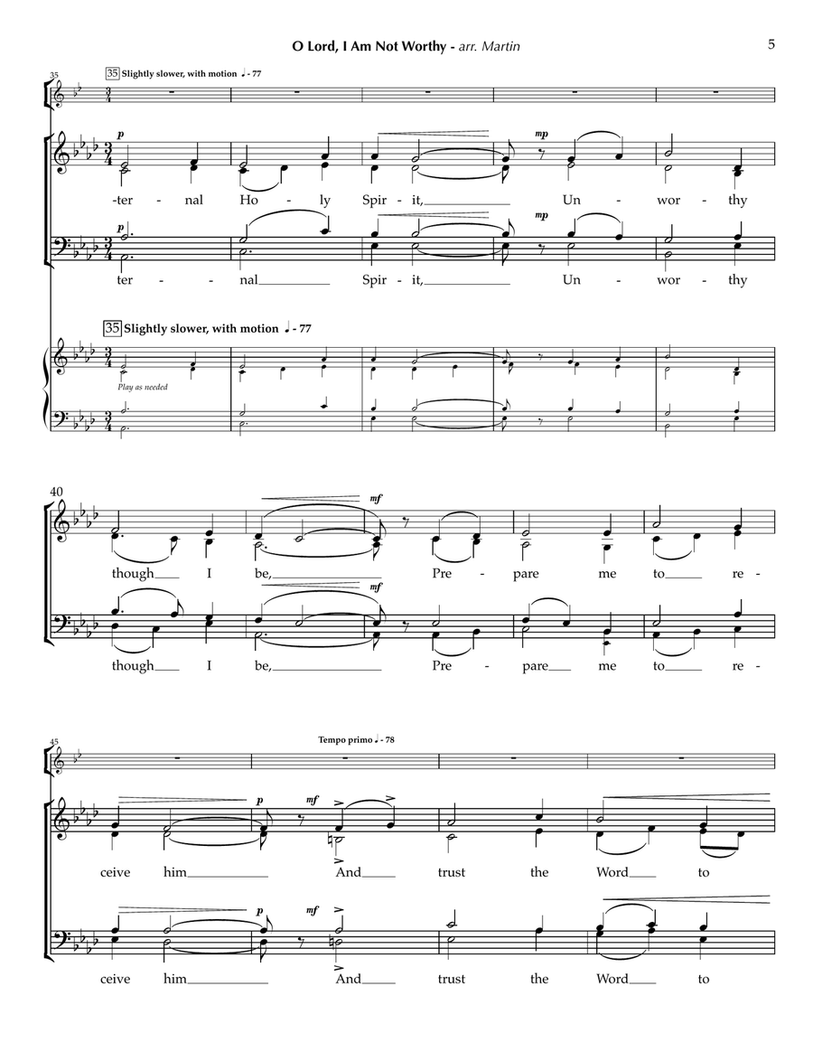 Festive Hymns: O Lord, I Am Not Worthy - NON DIGNUS 4-Part scores gallery preview page 6