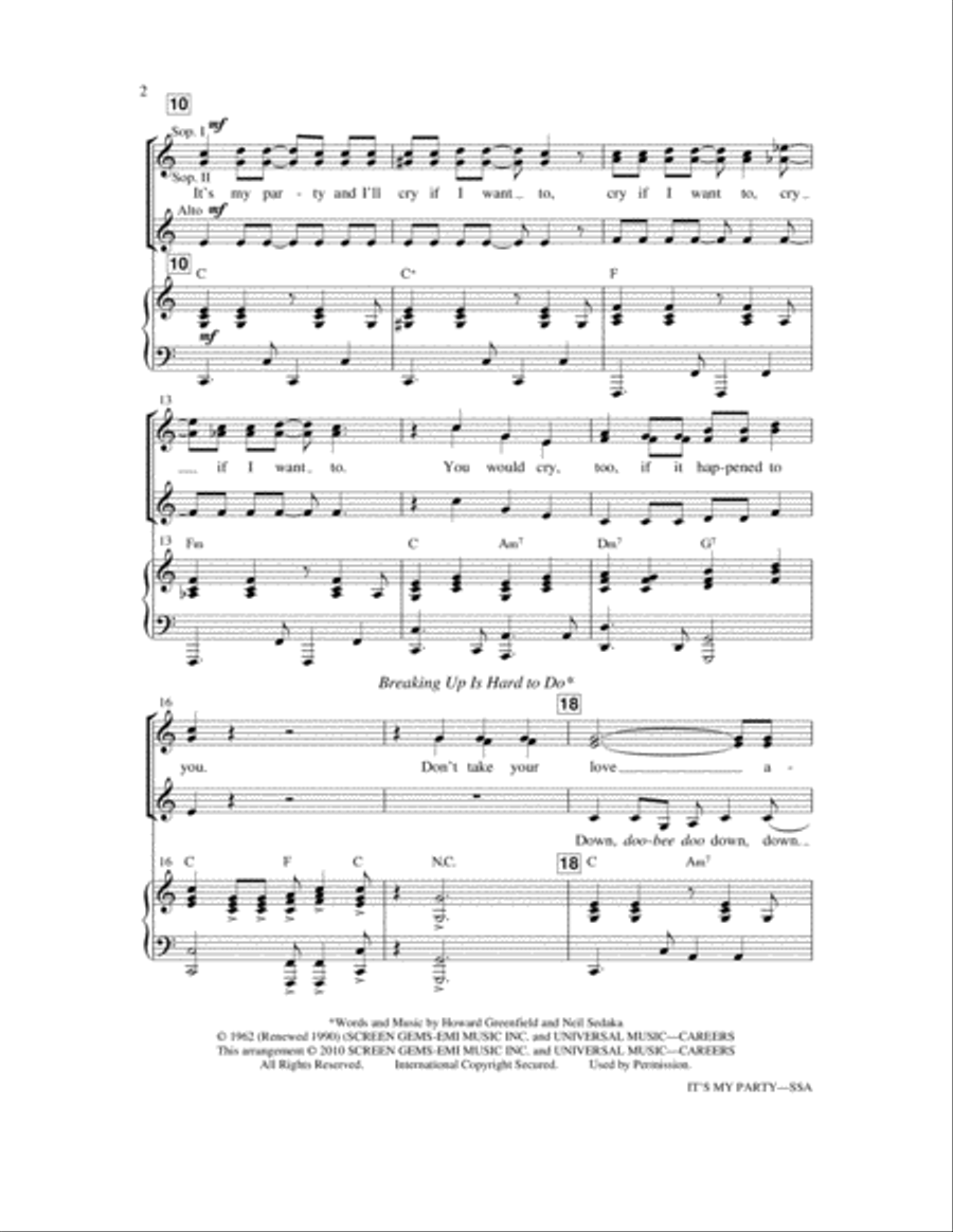 It's My Party Medley It's My Party Medley SSA scores gallery preview page 2