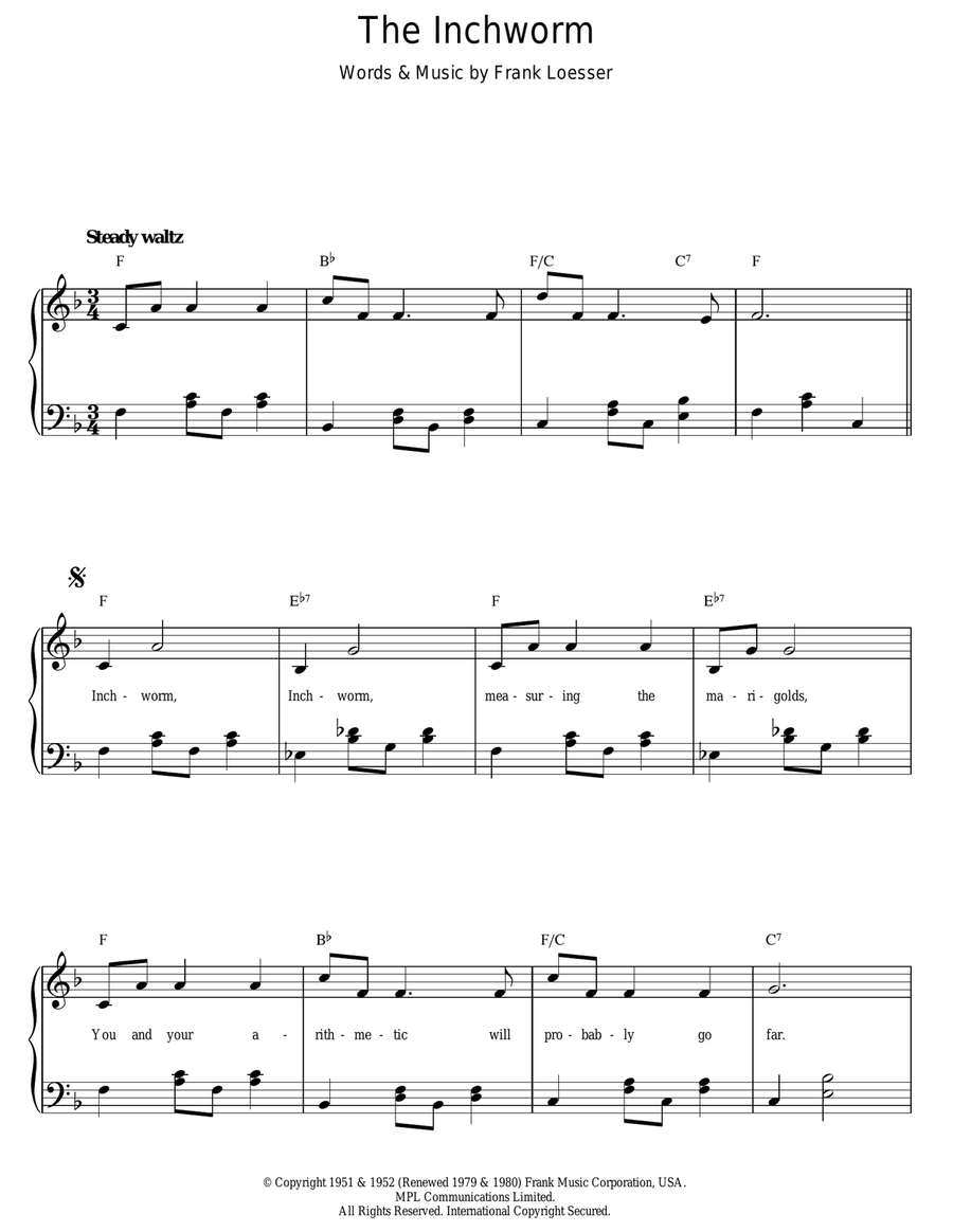 The Inchworm Piano, Vocal scores gallery preview page 1
