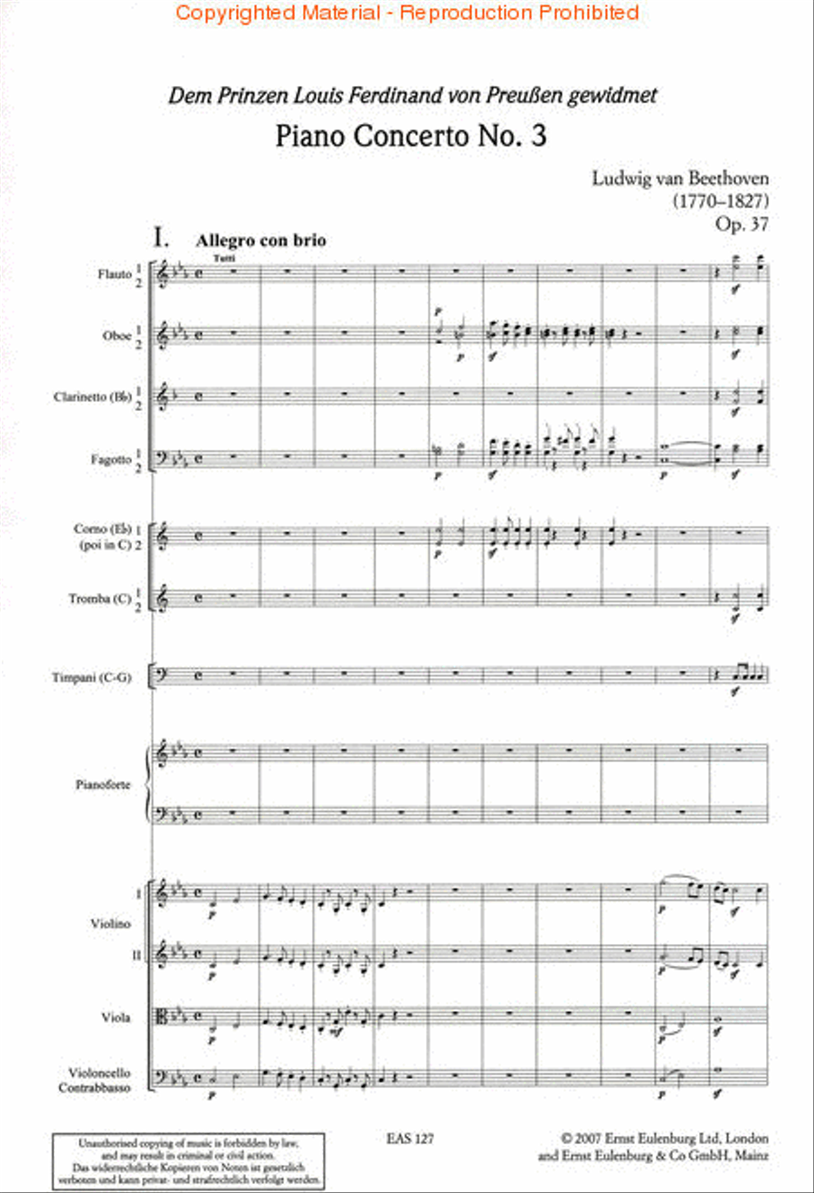 Piano Concerto No. 3 in C Minor Op. 37 Orchestra scores gallery preview page 2