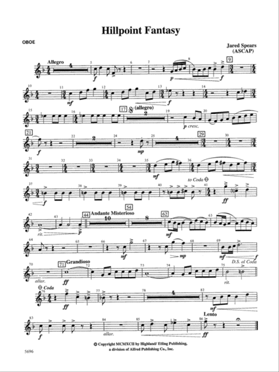 Hill Point Fantasy (Overture for Orchestra): Oboe Full Orchestra scores gallery preview page 1