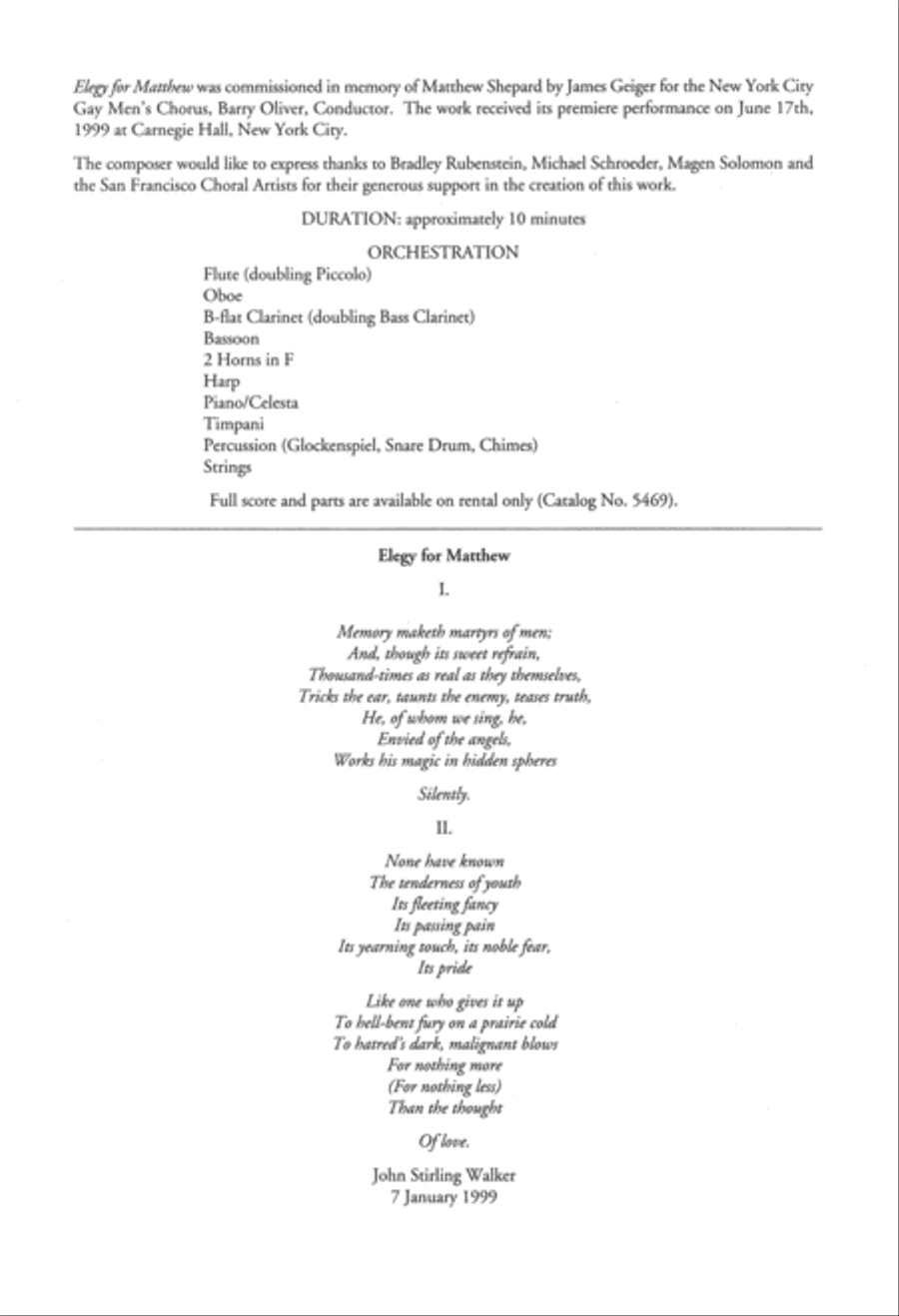 Elegy for Matthew Elegy for Matthew TTBB scores gallery preview page 2