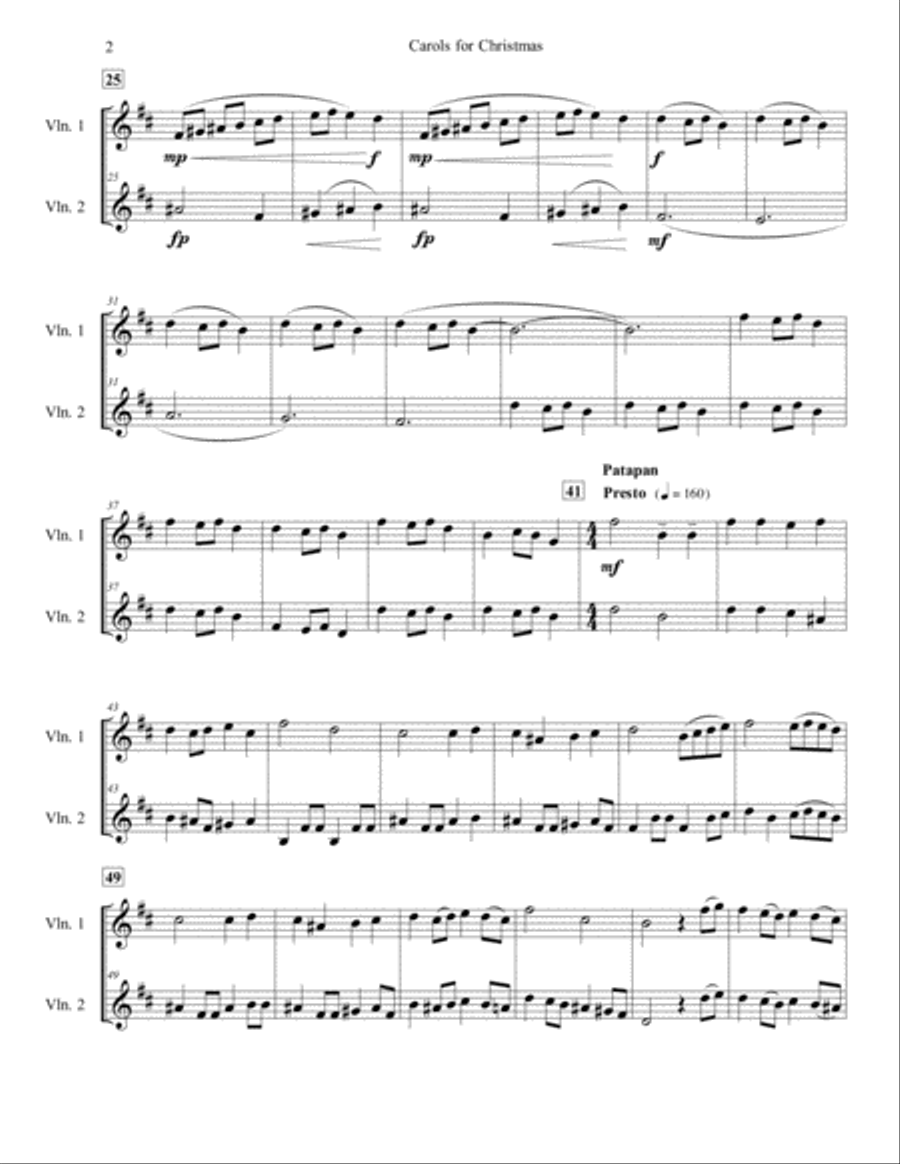 Carols for Christmas a Medley for Two Violins String Duet scores gallery preview page 3