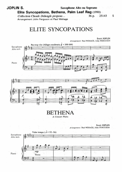 Elite Syncopations / Bethena / Palm Leaf Rag