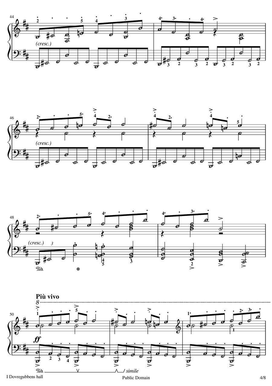In The Hall of the Mountain King (Edward Grieg) original score with note names Grade 8 Piano, Vocal scores gallery preview page 4