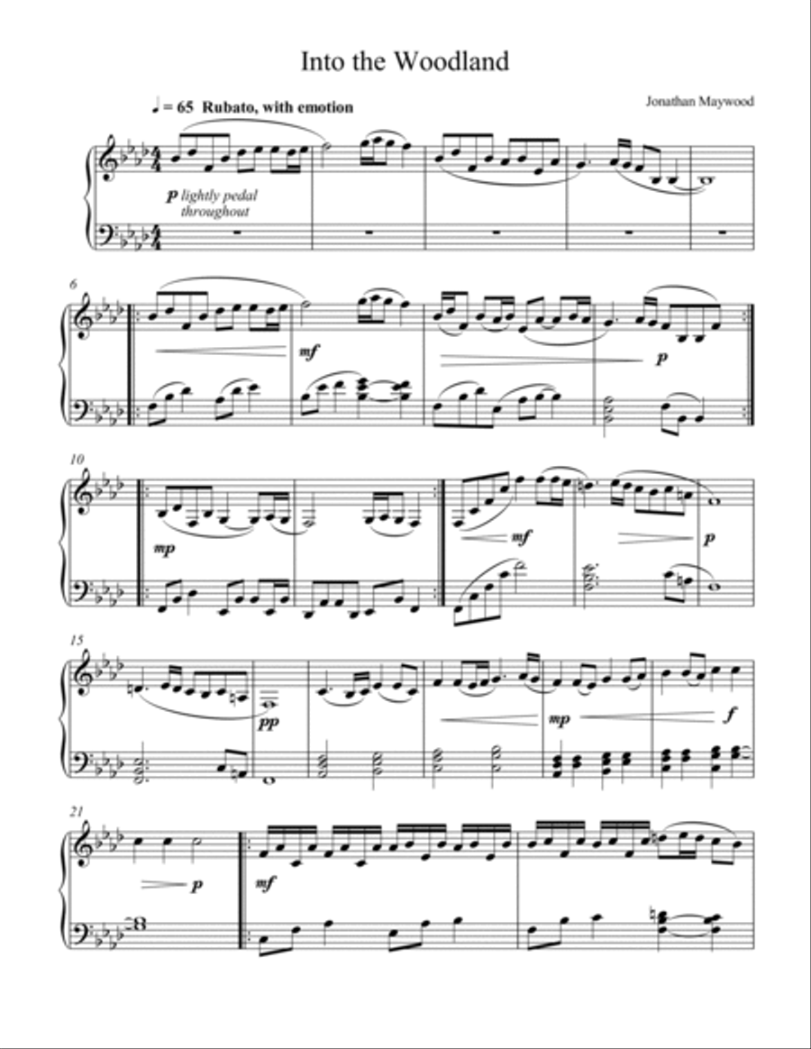 Into the Woodland Into the Woodland Piano Solo scores gallery preview page 1