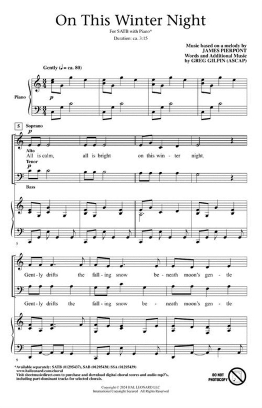 On This Winter Night 4-Part scores gallery preview page 3