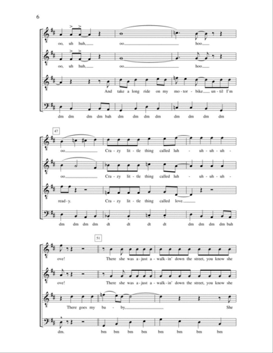 Crazy Little Thing Called Love (arr. Deke Sharon) TTBB scores gallery preview page 6