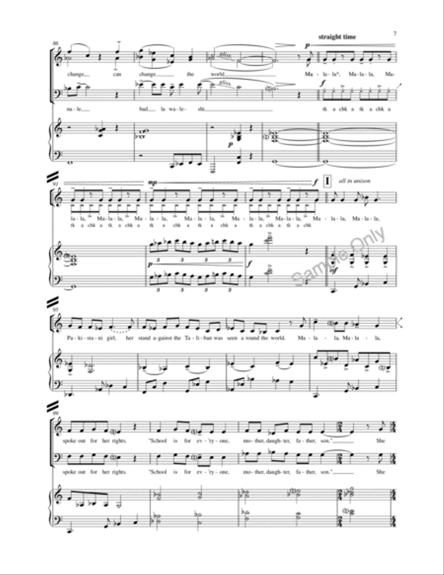 Malala Pakistani Girl 3-Part scores gallery preview page 7