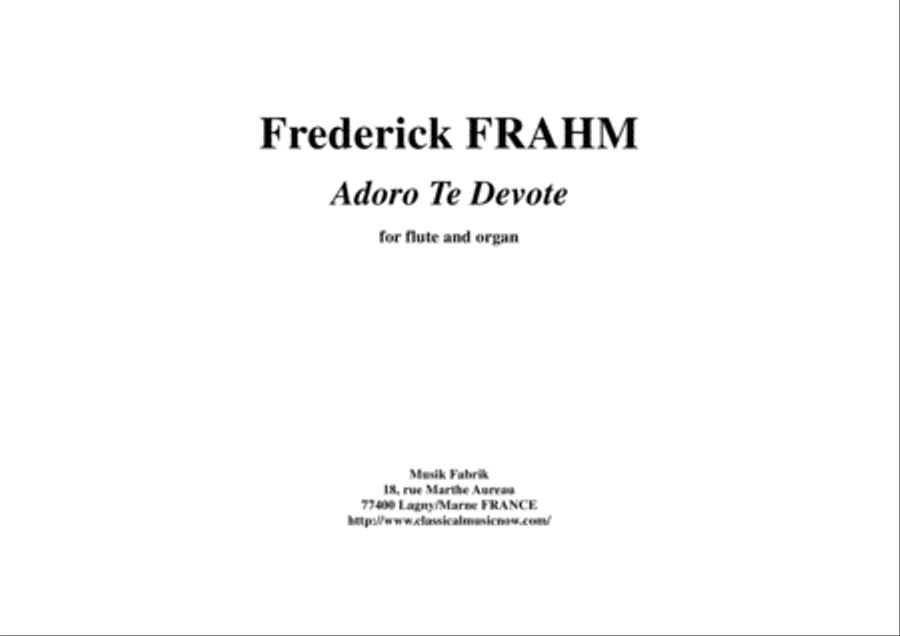 Frederick Frahm: Adoro Te Devote for flute and organ Woodwind Duet scores gallery preview page 1