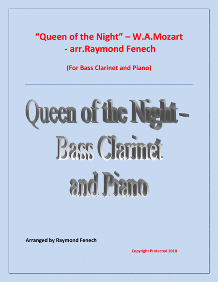 Queen of the Night - From the Magic Flute - Bass Clarinet and Piano image number null