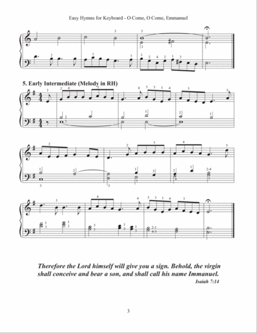 O Come, O Come, Emmanuel (Easy Hymns for Keyboard) Easy Piano scores gallery preview page 5
