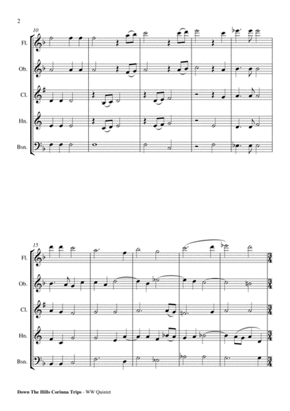 Down The Hills Corinna Trips - Woodwind Quintet Score and Parts PDF image number null