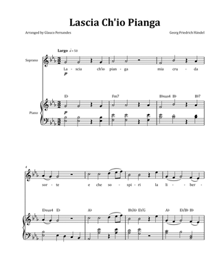 Lascia Ch'io Pianga by Händel - Soprano & Piano in E-flat Major with Chord Notation