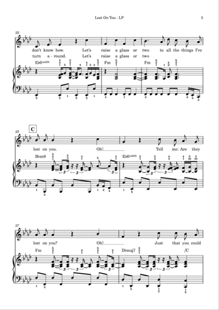 Lost On You Voice scores gallery preview page 6