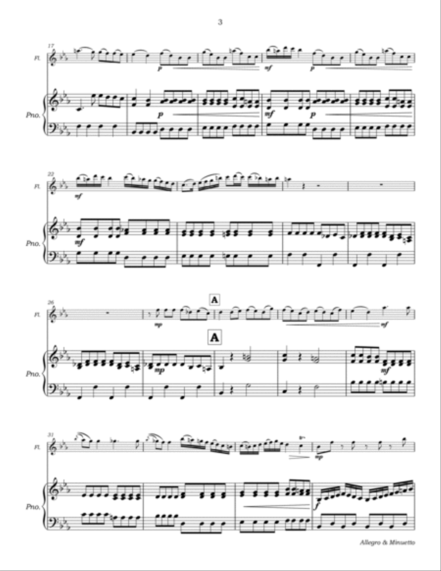 Allegro & Minuetto Op7 No5 for Flute and Piano Flute Solo scores gallery preview page 6