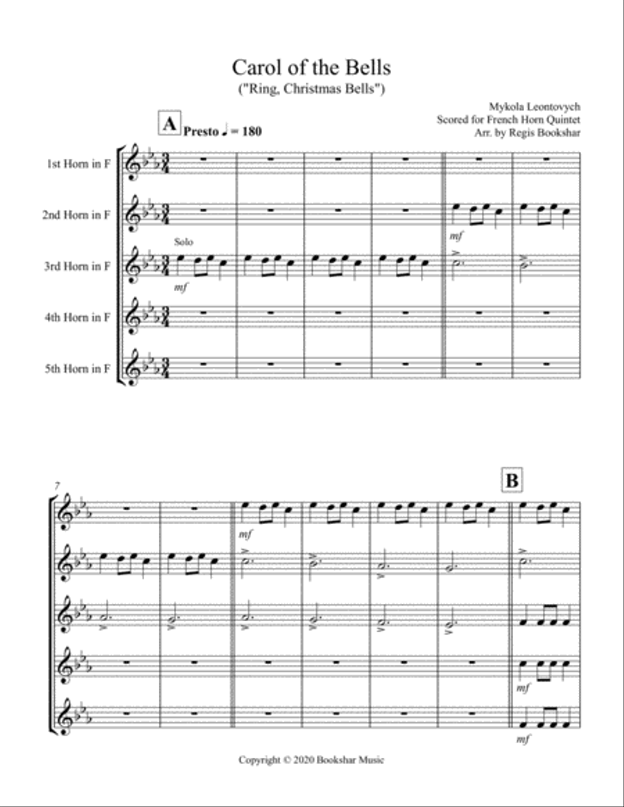 Carol of the shop bells french horn