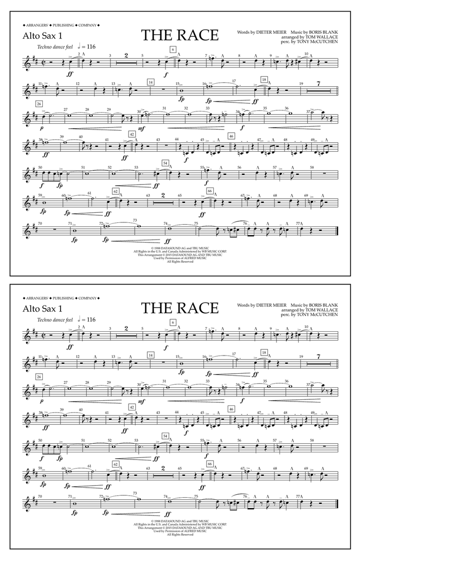 The Race - Alto Sax 1 Marching Band scores gallery preview page 1