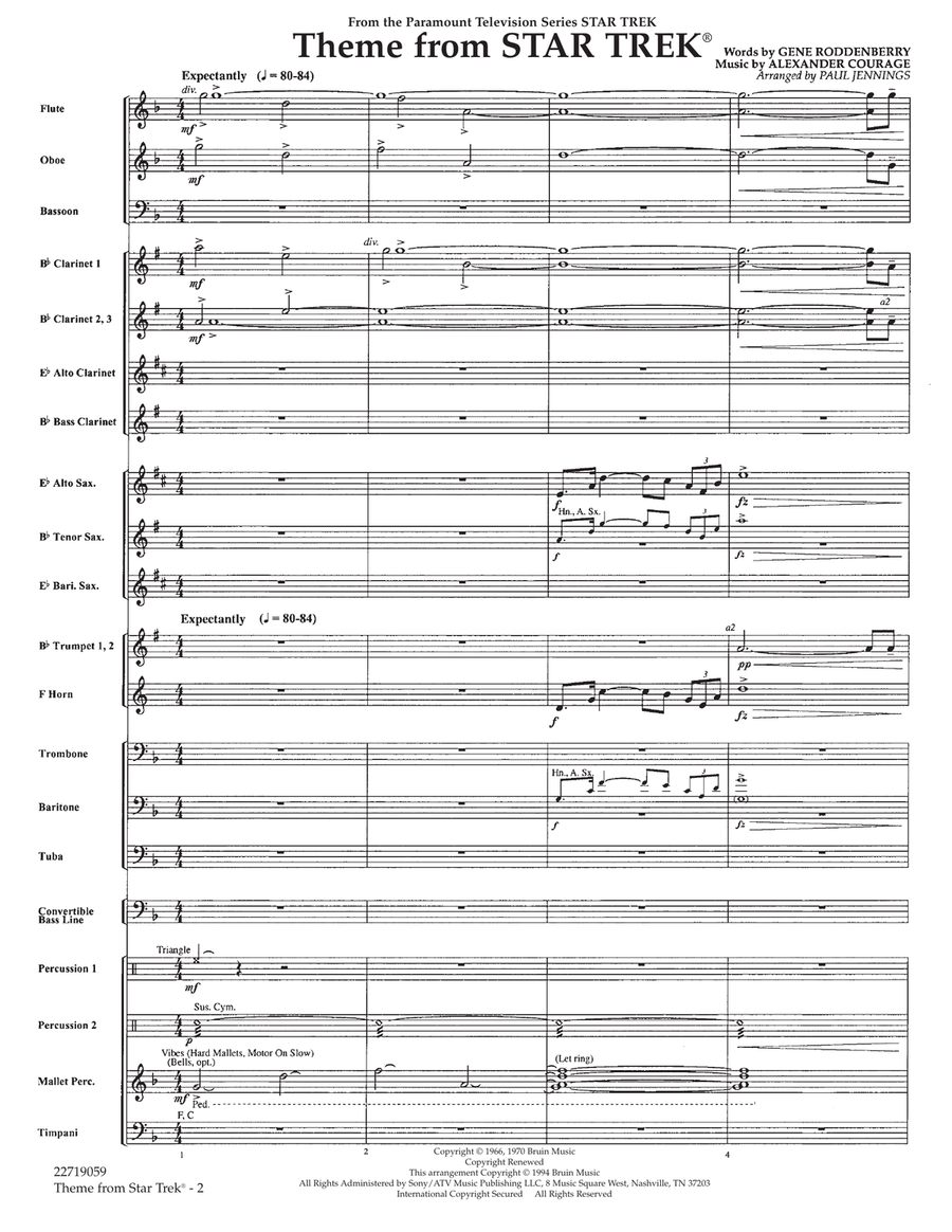 Theme from Star Trek (TV Series) - Full Score Concert Band scores gallery preview page 2