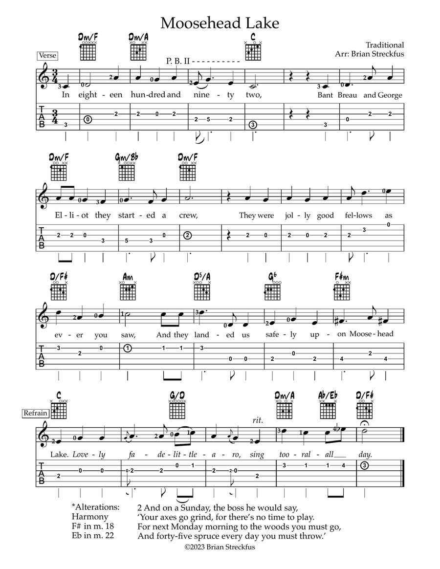 Moosehead Lake Guitar scores gallery preview page 1