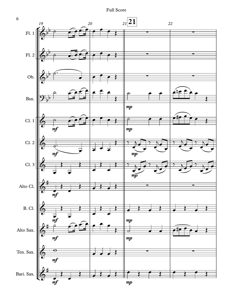 Voi Che Sapete - for woodwind choir Large Ensemble scores gallery preview page 6