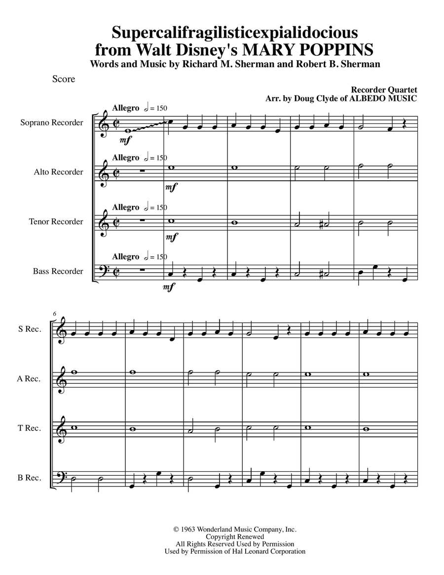 Supercalifragilisticexpialidocious from Walt Disney's MARY POPPINS Small Ensemble scores gallery preview page 1