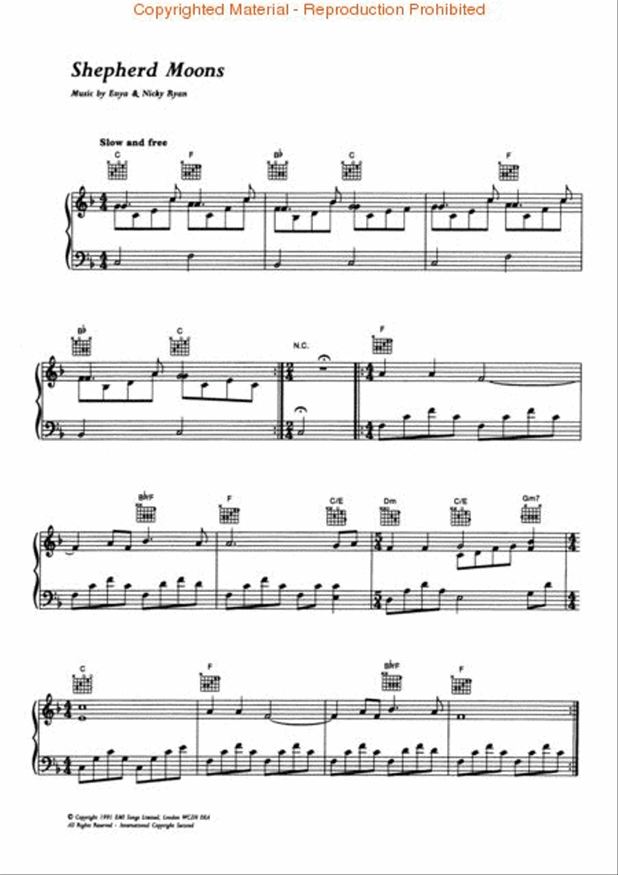 Enya – Shepherd Moons Enya – Shepherd Moons Piano, Vocal, Guitar scores gallery preview page 2