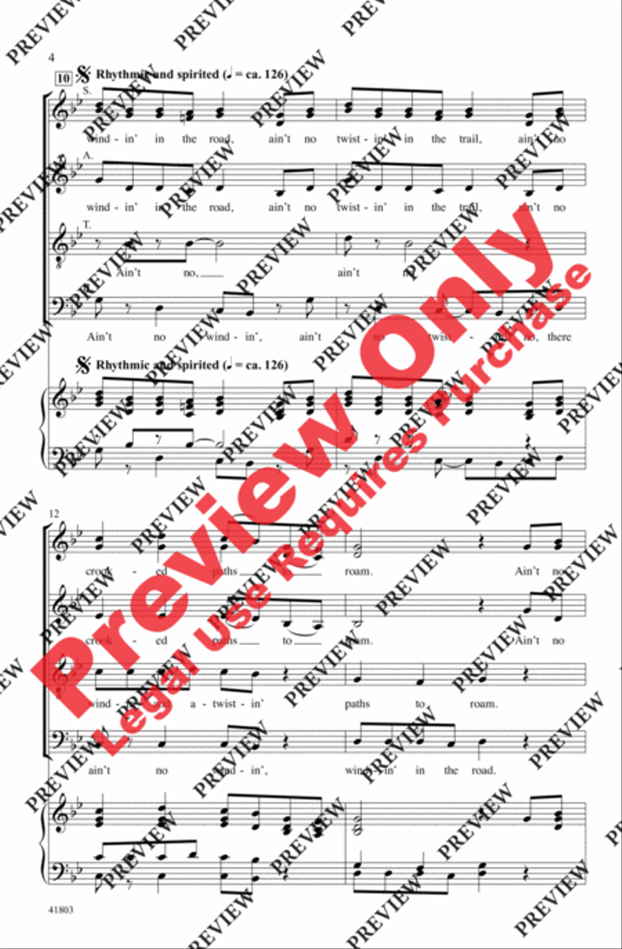 Ain't No Windin' in the Road 4-Part scores gallery preview page 4