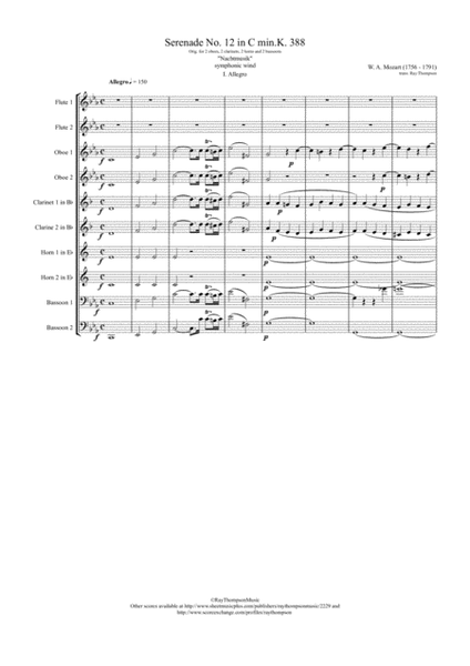 Mozart: Serenade No.12 in C minor "Nachtmusik" K388 Mvt.I Allegro - wind dectet image number null