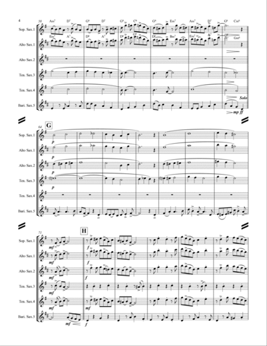 Go Tell it on the Mountain (for Saxophone Quintet SATTB or AATTB) Saxophone Quintet scores gallery preview page 5