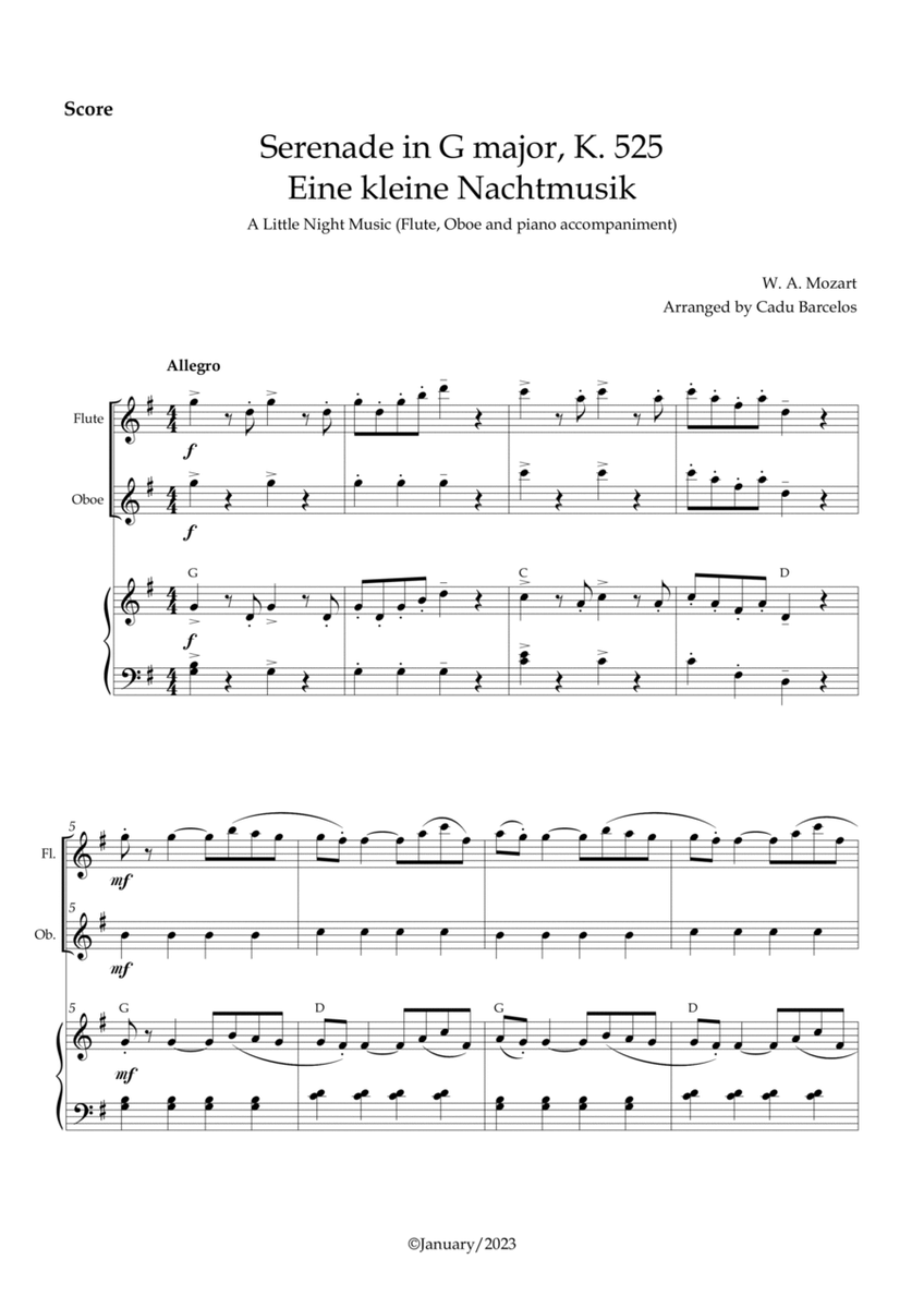 Serenade in G major, K. 525 / Eine kleine Nachtmusik /A Little Night Music - Flute, Oboe Chords image number null