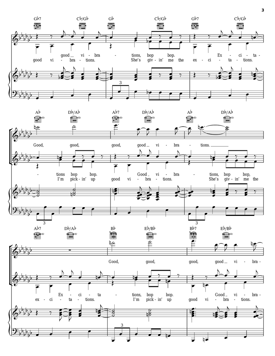 Good Vibrations Good Vibrations Piano, Vocal, Guitar scores gallery preview page 3