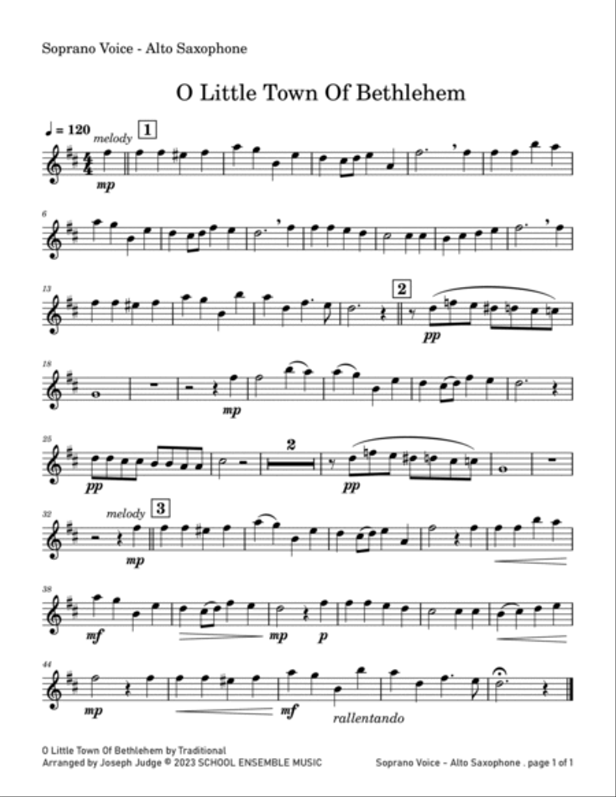 O Little Town Of Bethlehem for Saxophone Quartet in School Saxophone Quartet scores gallery preview page 5