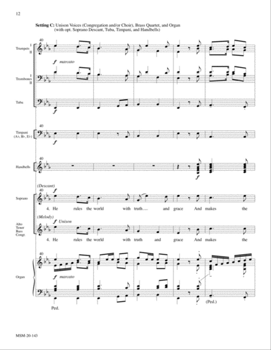 Five Carol Accompaniments for Brass Quartet and Organ 4-Part scores gallery preview page 7