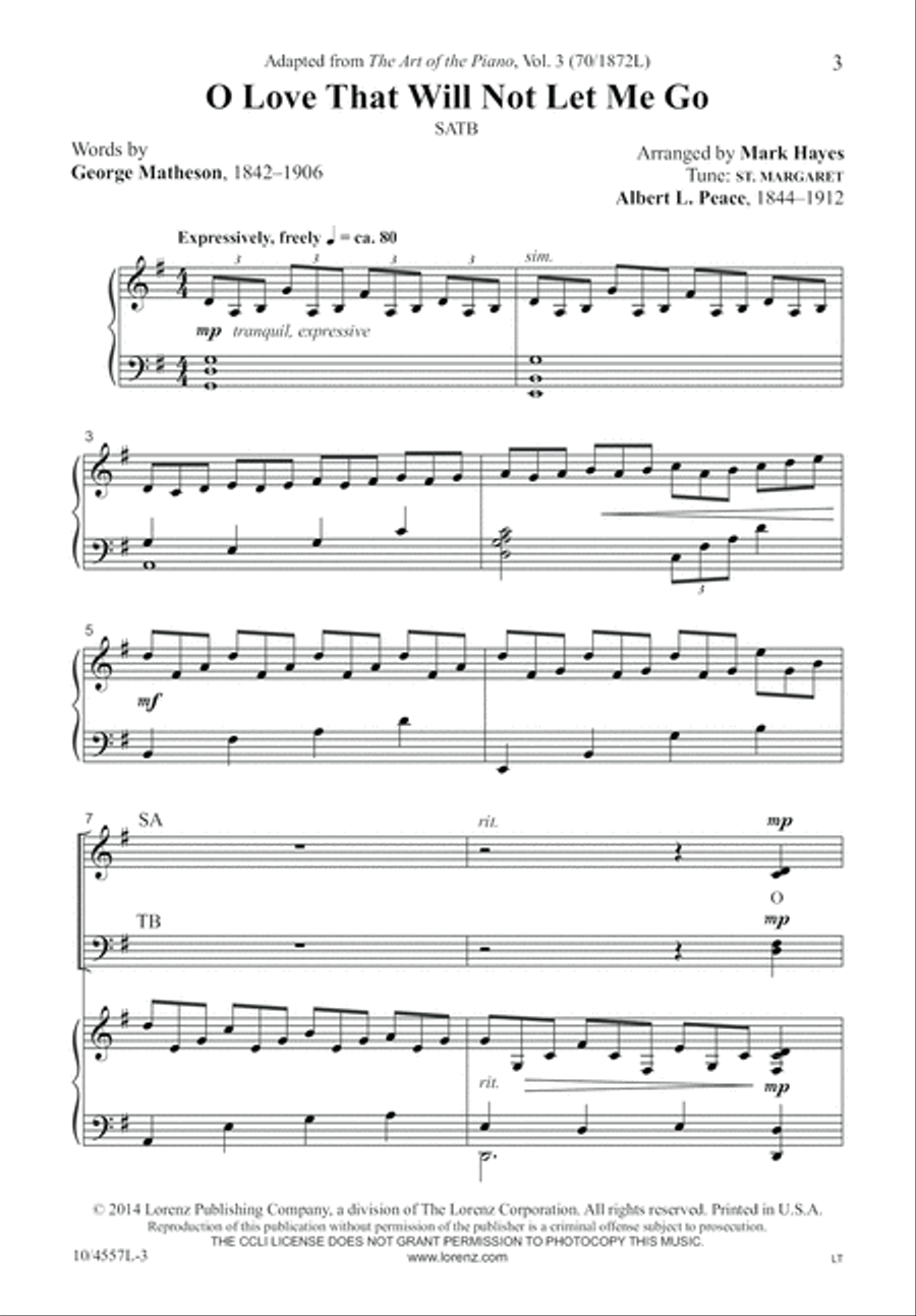 O Love That Will Not Let Me Go 4-Part scores gallery preview page 4