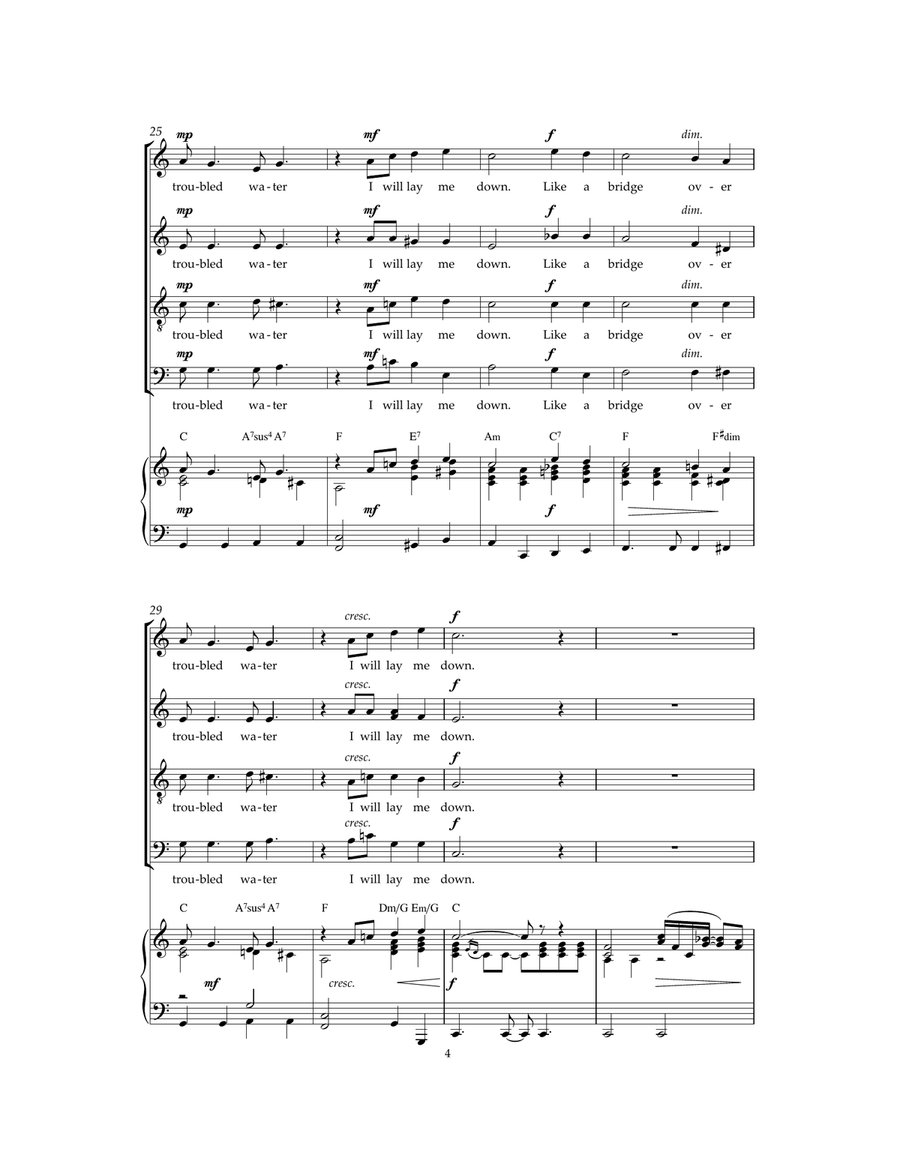 Bridge Over Troubled Water 4-Part scores gallery preview page 4