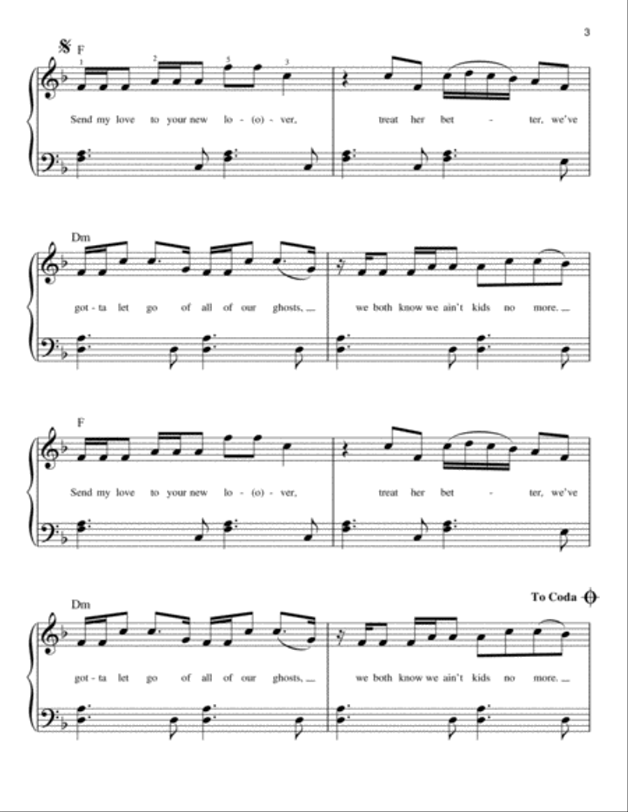 Send My Love (To Your New Lover) Easy Piano scores gallery preview page 3