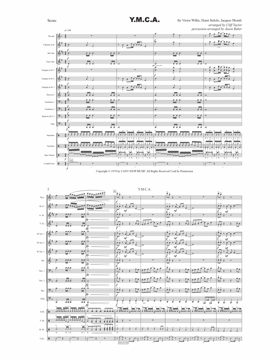 Y.m.c.a. Marching Band scores gallery preview page 1