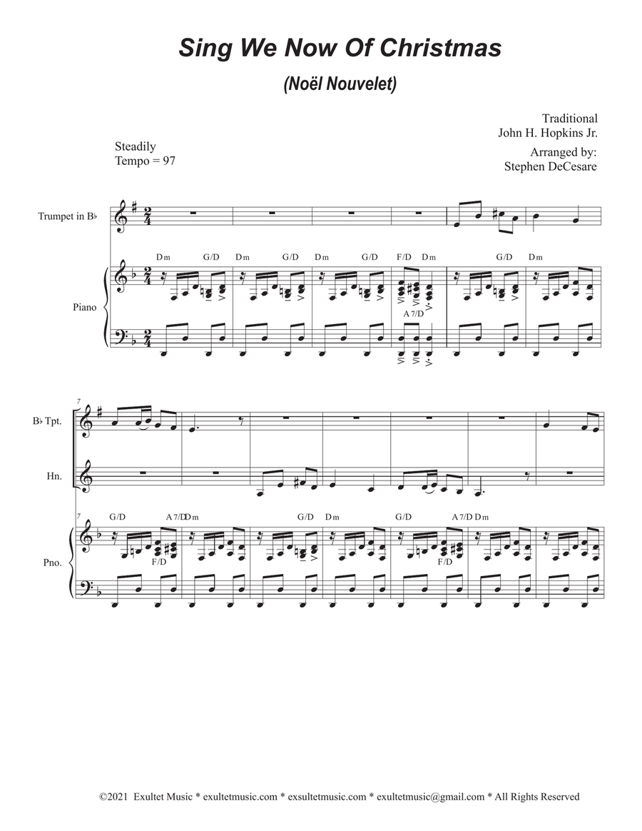 Sing We Now Of Christmas (Noël Nouvelet) (Duet for Bb-Trumpet & French Horn) Brass Duet scores gallery preview page 1