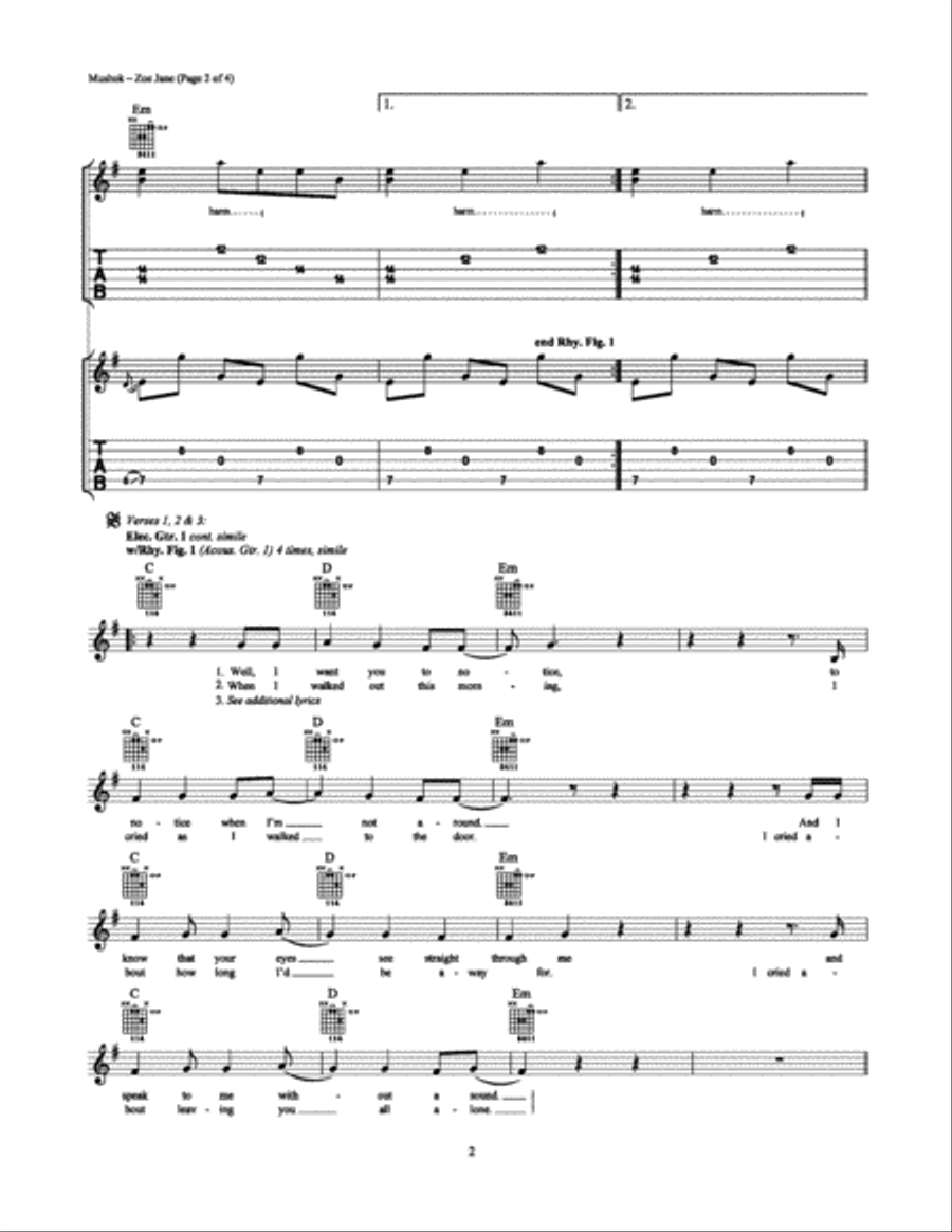 Zoe Jane Electric Guitar scores gallery preview page 2