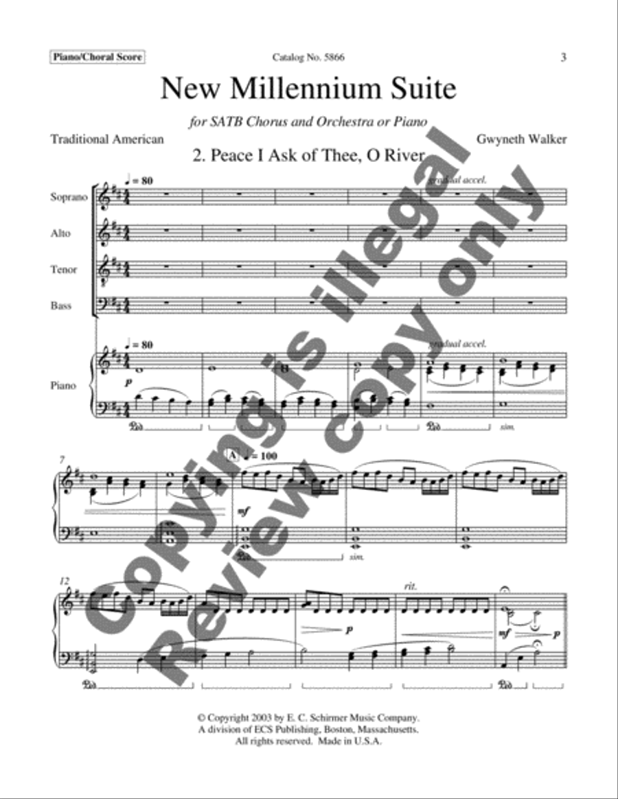 New Millennium Suite: 2. Peace I Ask of Thee, O River 4-Part scores gallery preview page 3