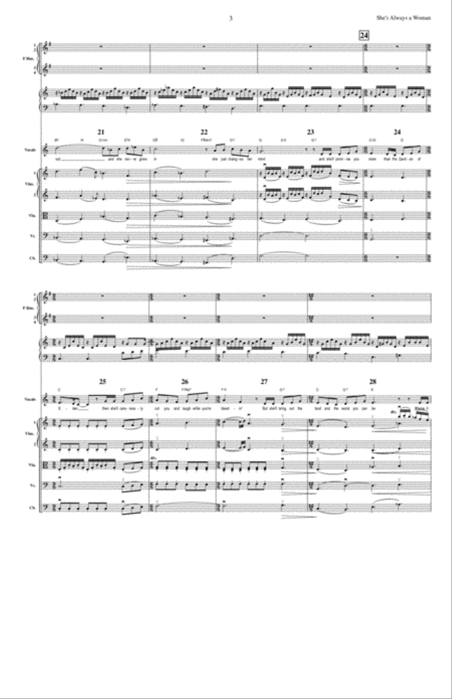 She's Always A Woman She's Always A Woman Large Ensemble scores gallery preview page 3