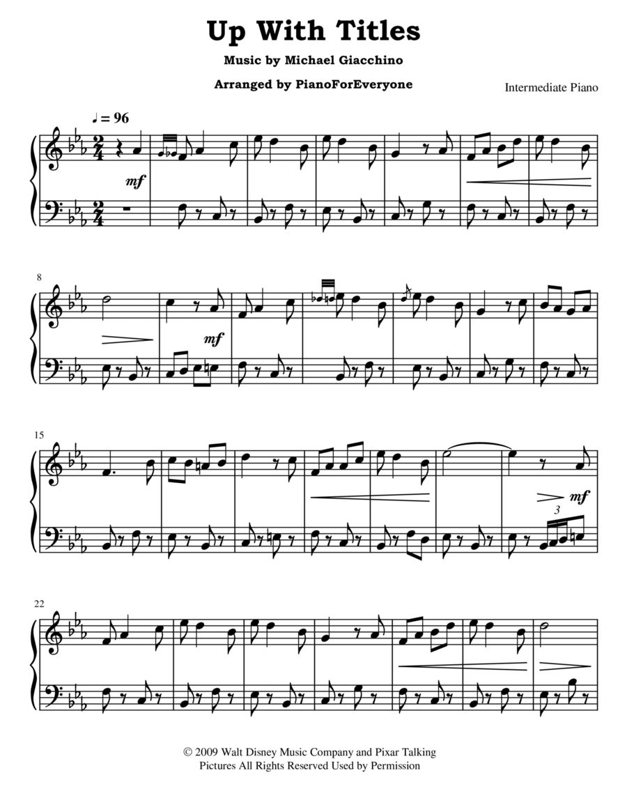 Up With Titles Piano Solo scores gallery preview page 1