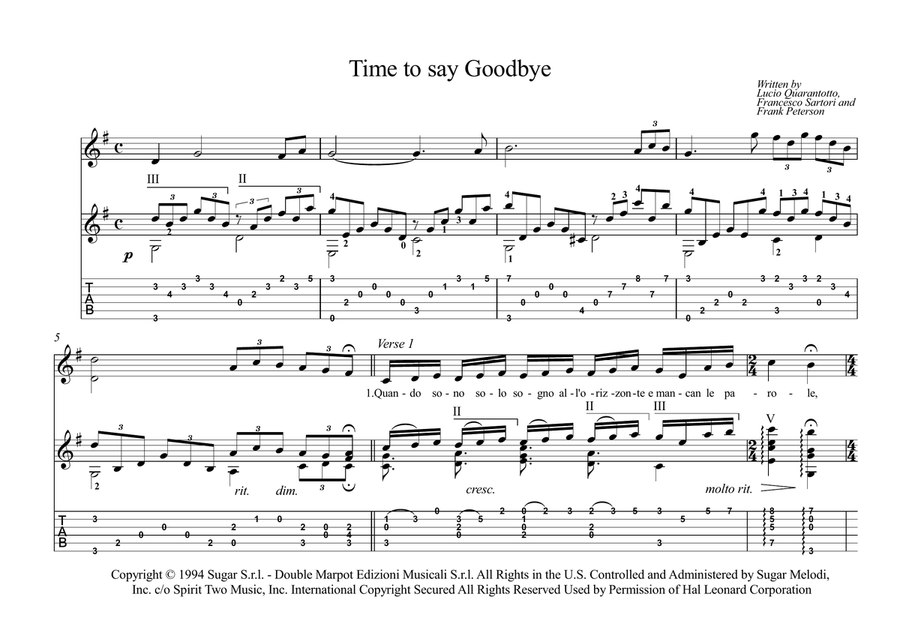 Time To Say Goodbye Acoustic Guitar scores gallery preview page 1